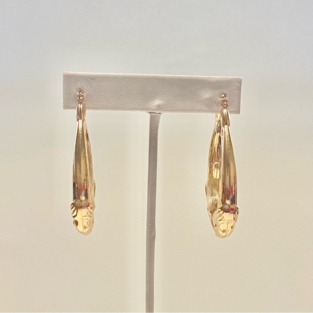 Retro Dolphin Earrings 14K Plated - Picture 4 of 5